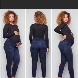 GOOD AMERICAN Good Mama Maternity Side Inserts Dark Wash Jeans GAGLMS103 12/31